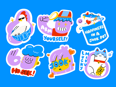 Jooks on You Stickers asianamericanowned brandidentity branding designwithstory dribbbleweeklywarmup foodandbeverage foodbranding foodidentity funkystickers graphicdesign illustration popup popupbranding restaurant restaurantbranding stickerdesign stickers