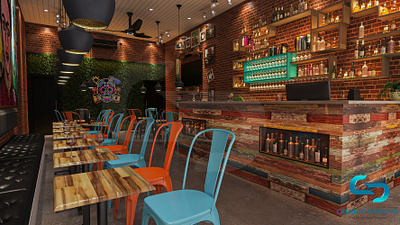 3D Architectural Interior Design of a Restaurant 3d 3d interior 3d modeing 3d rendering animation interior render restaurant design visualization
