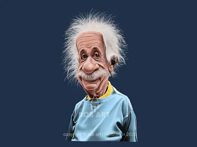 Einstein Caricature caricature celebrity digital art digital illustration einstein illustration photoshop portrait render