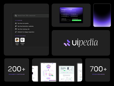 UiPedia - One Stop Hub for Design Resources & Inspiration branding dark mode design resources ui ux