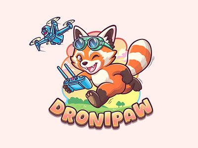 Dronipaw – Cute Fun Mascot Logo for YouTube Channel animal cartoon animal logo cartoon cartoon character cartoon cute cartoon logo character design cute animal cute logo drone logo funny kawaii logo logo mascot mascot brand mascot logo red panda red panda cartoon vector logo youtube logo