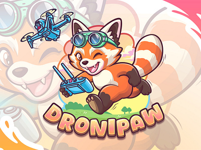 Dronipaw – Cute Fun Mascot Logo for YouTube Channel animal logo branding cartoon cartoon logo custom logo cute logo design graphic design illustration kawaii logo label design logo logo design mascot logo vector vector illustration vector logo vtubers youtube logo
