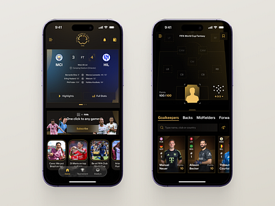FIFA Club World Cup & Fantasy, Mobile UI fantasy fifa football game results game statistics mobile app soccer sport ui