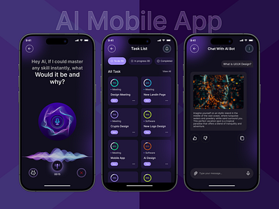 AI Task Management Mobile App ai app ai productivity android app casestudy clean design darkmod design design inspiration dribble design figma design ios design minimal design smart app task management app task manager time management ui design ux design ux research