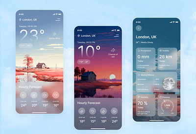 Weather App Design app design calendar cloudy daily ui 037 forecast light version mobile app design mobile design mobile ui rain screen sun temperature ui uiux design weather weather app weather forecast weather icon weather mobile app