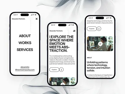 Mobile designs clean design design hamburger menu hero section interface minimalistic mobile navigation typography ui ui design ux ux design video section web design webdesign white design whitespace