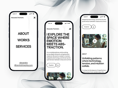 Mobile designs clean design design hamburger menu hero section interface minimalistic mobile navigation typography ui ui design ux ux design video section web design webdesign white design whitespace