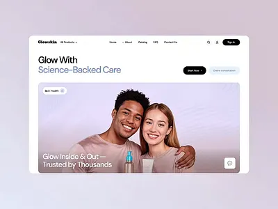Glowskin About Page beauty beauty tech beauty website cosmetics ecommerce ecommerce website design healthtech makeup product page shopify skincare skincare e commerce skincare store skincare ui skincare web design skincare website skincare website design ui ux web design website design