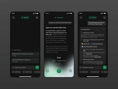 Bimbo - AI Mobile ai ai assistant app card ui clean design digital internet mobile mobile app mobile design modern smartphone tech technology ui uidesign ux uxdesign voice assistant