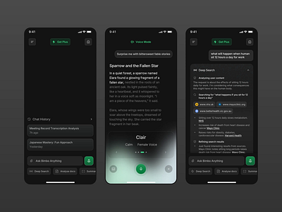 Bimbo - AI Mobile ai ai assistant app card ui clean design digital internet mobile mobile app mobile design modern smartphone tech technology ui uidesign ux uxdesign voice assistant