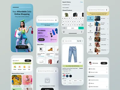 E-commerce App app design app designer app product listing category clean mobile app design e commerce ecommerce ecommerce app hybrid app hybrid mobile app design mobile app mobile ui modern mobile app design product preview profile search uiroll uiux