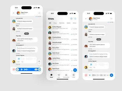Konnek | Recording audio flow audio messages audio messages flow chats mobile ui voice messages voice note
