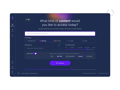 AI Contenter interface design. Dark Mode ai contenter creative dashboard design interface ui uxui web web design website