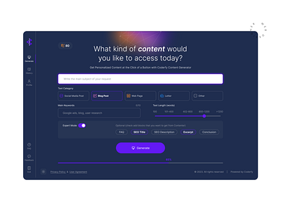 AI Contenter interface design. Dark Mode ai contenter creative dashboard design interface ui uxui web web design website