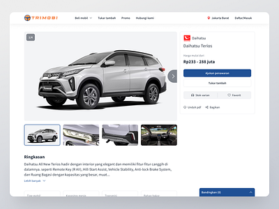 Trimobi - Product Detail Page Web Design automotive car design desktop detail page detail product page ecommerce ecommerce website ecommerce website design online shop product page shop store ui uidesign uiux ux uxdesign webdesign website