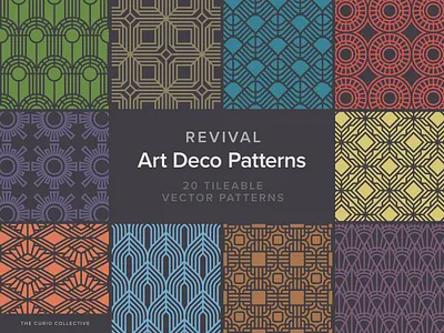 Revival Art Deco Patterns design illustration pattern pattern set revival art deco the curio co vector vector patterns