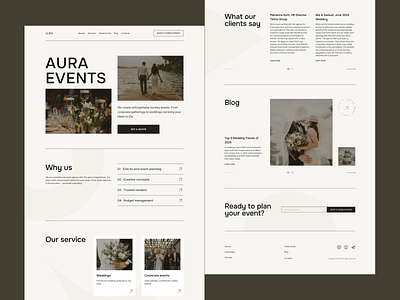 Aura Events design eventdesign events minimalistdesign ui uiux design ux webdesign websitedesign