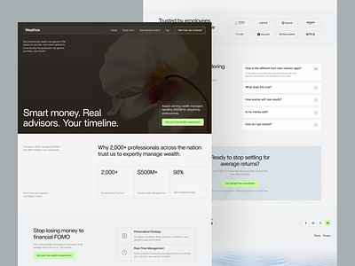 Wealthos – ROI-Focused Landing Page Design clientacquisition conversionstrategy design financeui highimpactdesign landing page landingpagedesign leadgeneration minimaldesign roidrivendesign ui uiux web web design webdesign webdesignforstartups webflowdesign website
