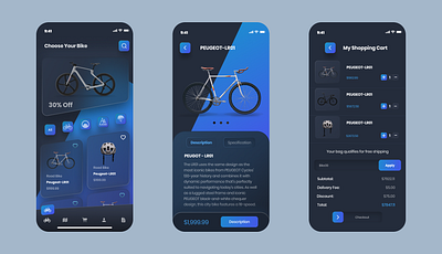 Bike Shop App Screens app branding design ui ux
