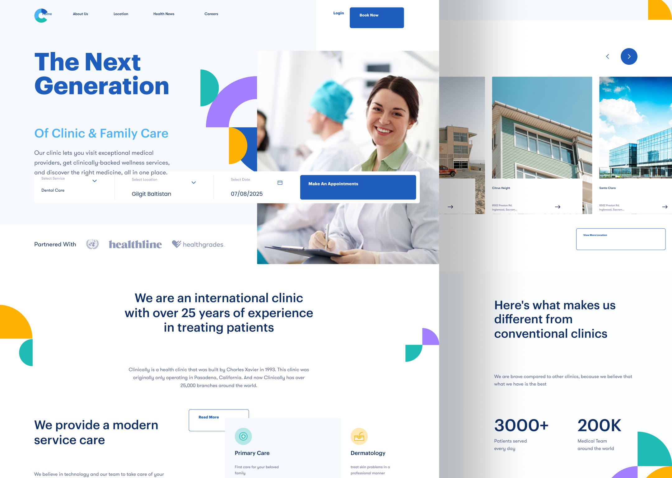 Modern Healthcare & Medical Clinic Landing Page UI Design appointmentbooking cleandesign clinicwebsite designinfigma doctorwebsite dribbbleshowcase figmadesign healthcaredesign healthtech landingpageui medicallandingpage medicalui medicalwebsite modernui uiinspiration userinterface uxuidesign webdesign