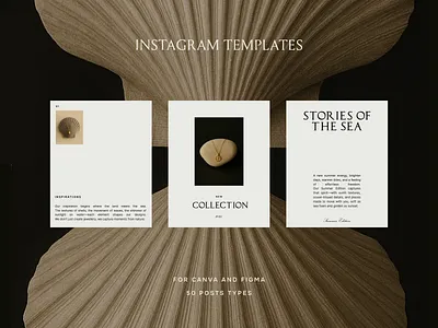 Elegant Instagram Templates Issue 142 aesthetics beige canva canva templates elegant figma instagram instagram post instagram templates jewelry minimal minimalist post social media template templates typography