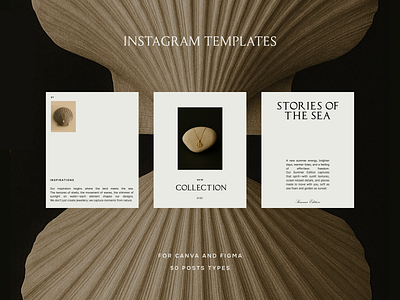 Elegant Instagram Templates Issue 142 aesthetics beige canva canva templates elegant figma instagram instagram post instagram templates jewelry minimal minimalist post social media template templates typography