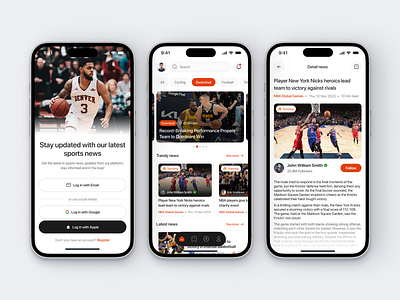 Sportivo - Sports News basketball clean design football liga mobile mobile design nba news news app sport sporty tenis trending news ui ux