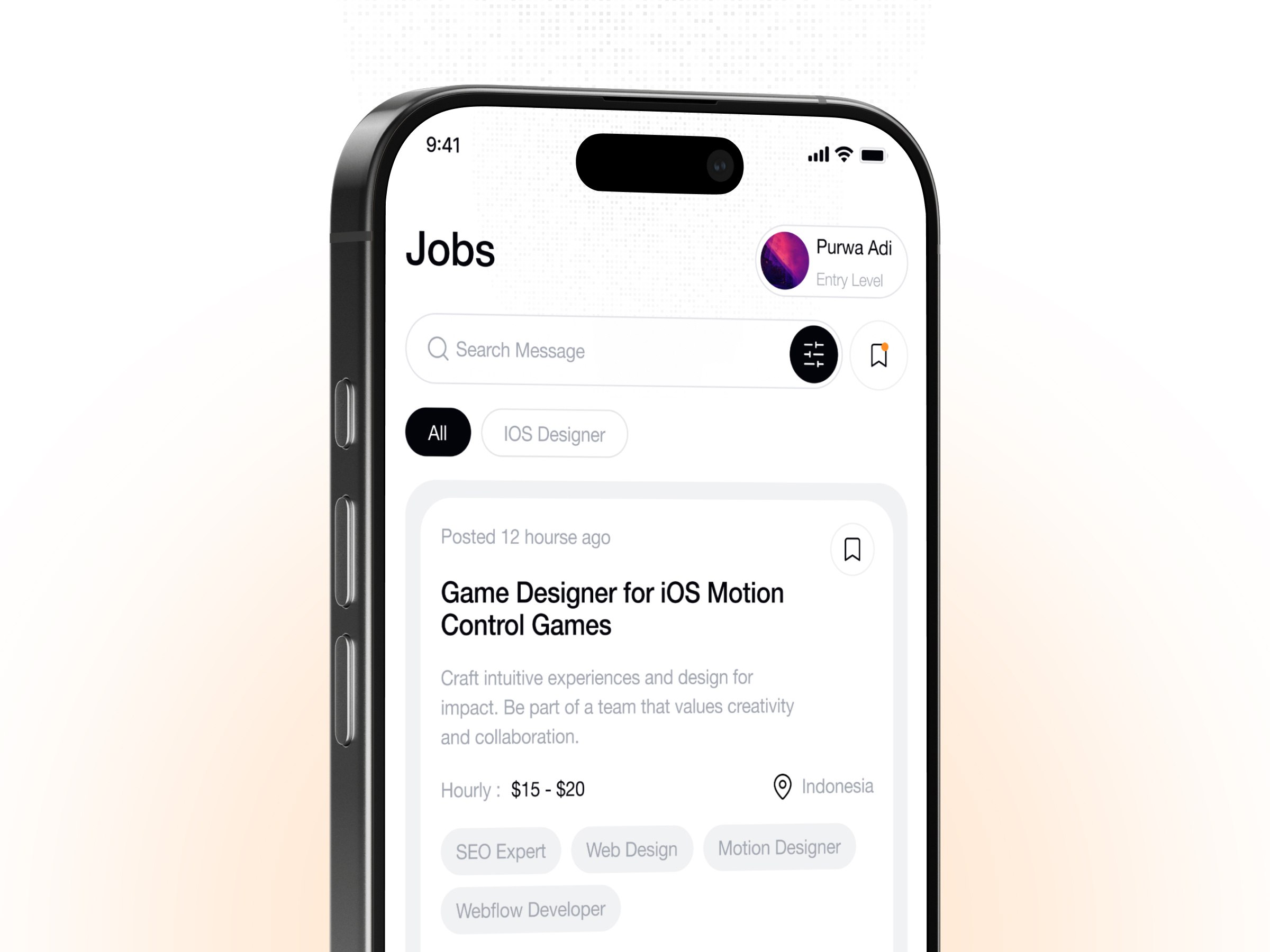 UpJobs - Job Finder application app app design clean job jobfound jobfounder mangcoding modern search ui uiux user ux work worker
