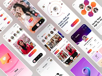 Live Streaming and Video Chat Mobile App app chat app clean dating app dating mobile app design live app live stream live streaming minimal mobile product design social app streaming app tinder ui ux ux ui design video
