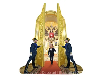 Putin at Golden Gate Caricature art illustration caricature digital illustration graphic art illustration photoshop political portrait putin russia