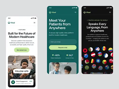 Vitaal - Mobile Responsive ai artificial intelligence b2b biotech clean digital health dipa inhouse health health tech mobile breakpoints mobile design mobile responsive design responsive design saas startup technology ui uiux