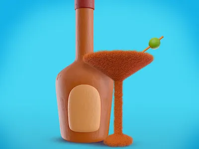 Drink me 3d alcohol art bar blender3d bottle cartoon clay cocktail concept drink felt fur glass illustration plasticine render