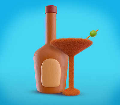 Drink me 3d alcohol art bar blender3d bottle cartoon clay cocktail concept drink felt fur glass illustration plasticine render