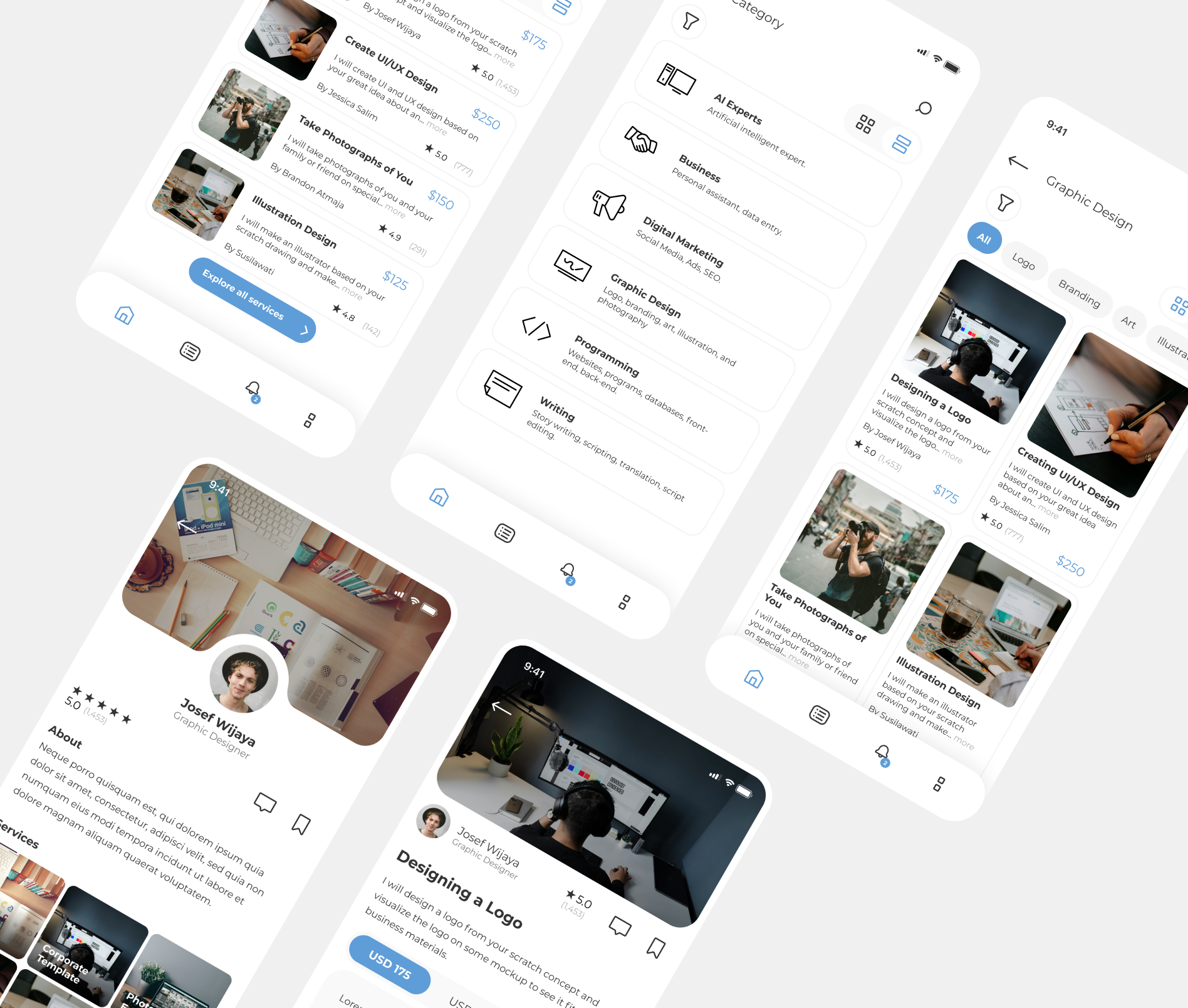 Job Seek Application app figma finder flat freelance freelancer graphic design hire job job finder job portal job search job seeker mobile search simple user interface