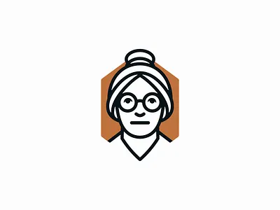 Elderly Woman Logo branding classic design elderly emblem face glasses grandmother icon illustration lines logo mark portrait vector wise woman
