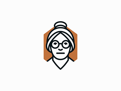 Elderly Woman Logo branding classic design elderly emblem face glasses grandmother icon illustration lines logo mark portrait vector wise woman