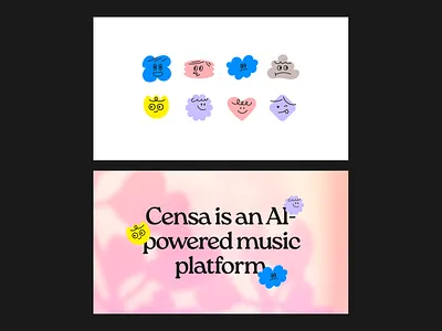 Censa (AI-Powered Music Platform) branding colorful fingerprint flower fun happy id illustration logo music sad sound wave