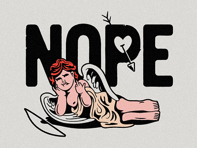 Nope 👎 cherub design doodle drawing graphic design illustration typography valentines valentines day vector