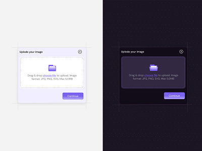 Image upload modal- light & dark theme app branding design graphic design ui ux