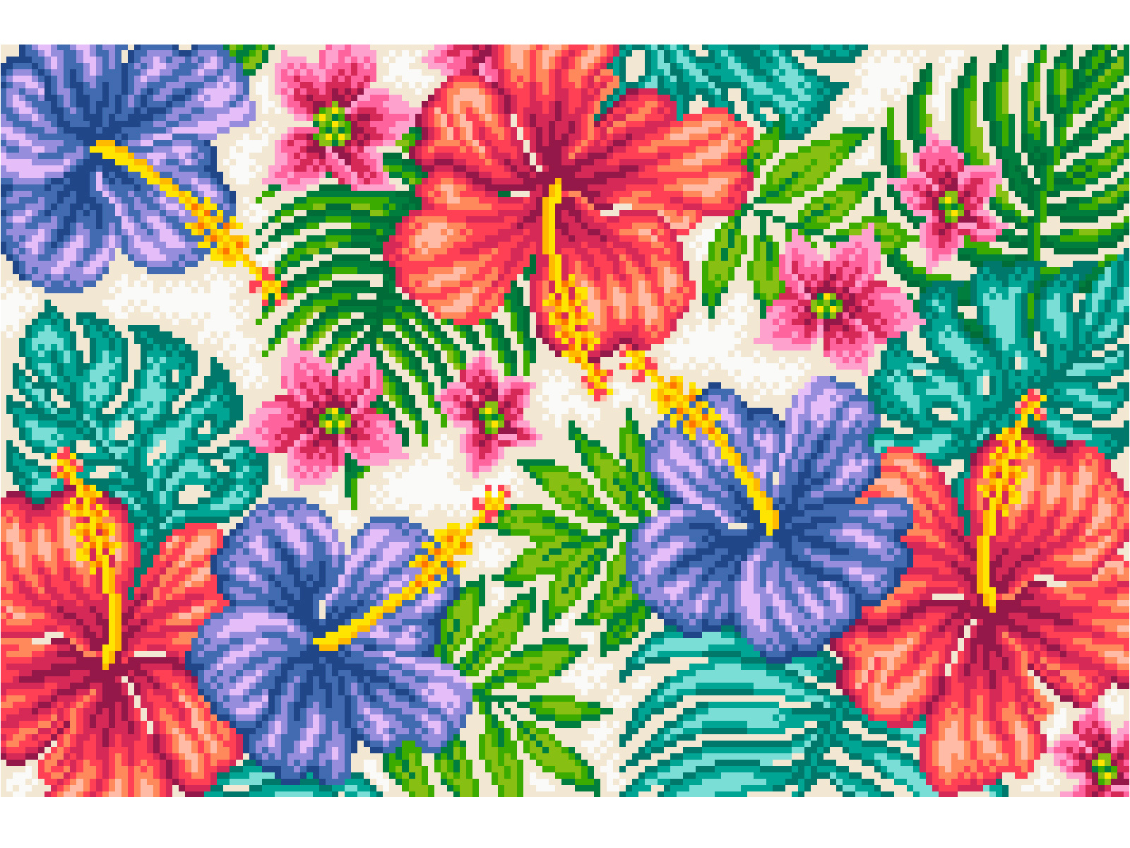 Tropical Flowers Pixel Art Illustration 8bit colorful design digital art flower illustration flowers illustration illustration art pixel pixel art pixelart pixelartist pixels summer summer vibe tropical flowers