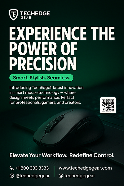 EXPERIENCE THE POWER OF PRECISION branding gamingmouse nextgentech precisioncontrol smartmouse techedgegear worksmart