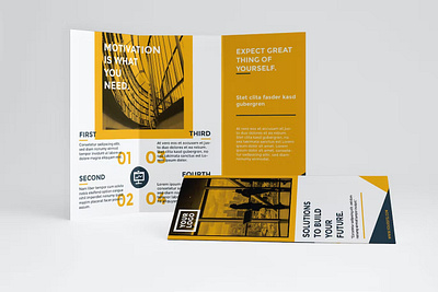 Clean Yellow Trifold 2023 annual annual report brochure 2023 business business brochure business trifold clean flat fold ide indesign information multipurpose product report simple trifold trifold brochure trifold mockup