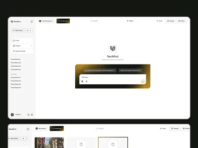 NeoMind | AI Interface for Technical Insights ai copilot ai interface branding clean ux dashboard design infrastructure design knowledge assistant llm interface logo product design productdesign project intelligence saas smart search ui uiux voice assistant