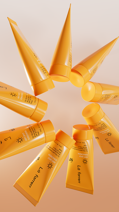 La farrer sunscreen blender branding cinema 4d graphic design octane product visualization redshift render substance painter