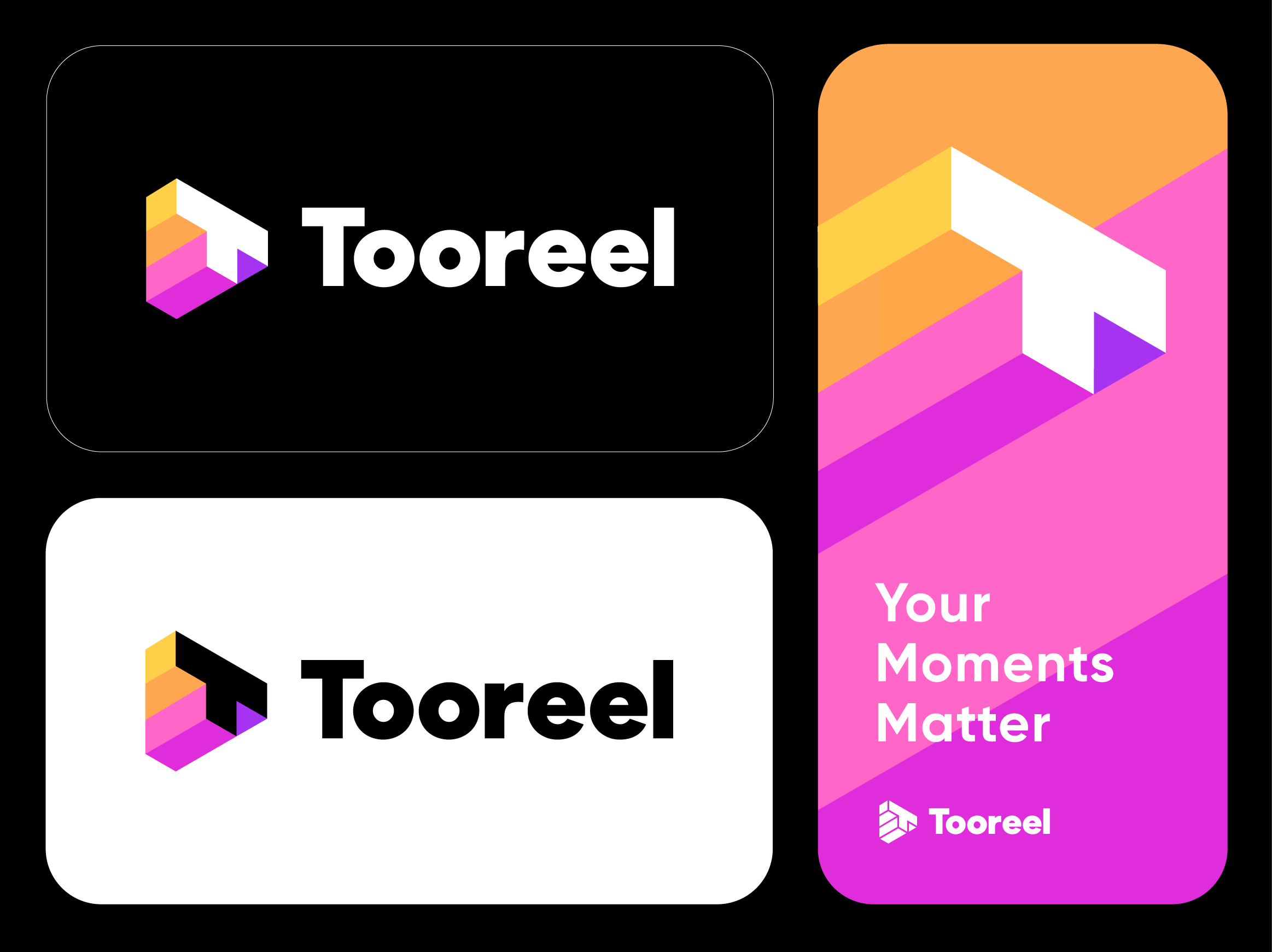 Tooreel - Logo Design abstract logo branding colorfull logo geometric identity logo mark modern modern logo play play logo reel symbol t t logo video logo visual identity
