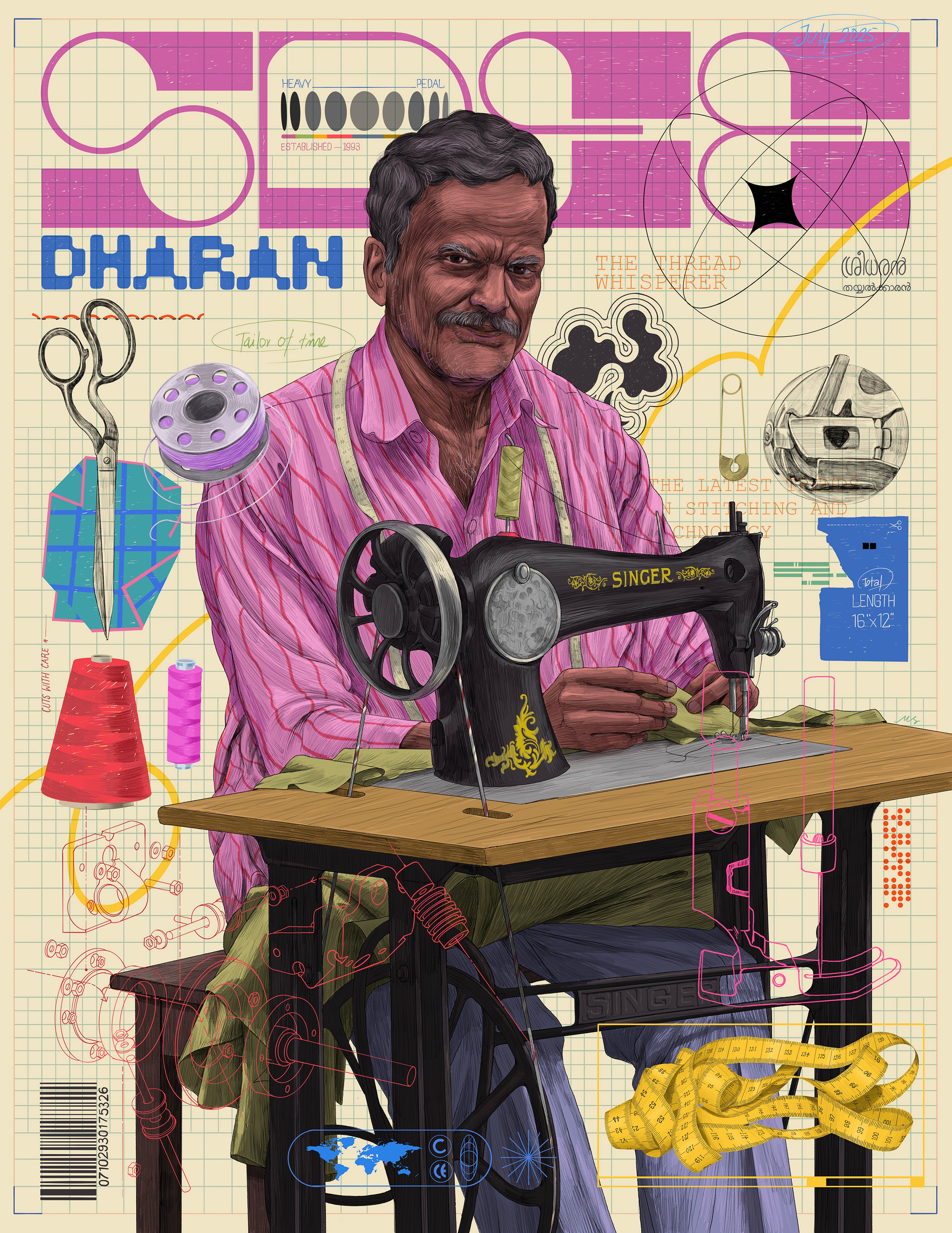 Sreedharan – The Thread Whisperer art design illustration kerala portrait sajid