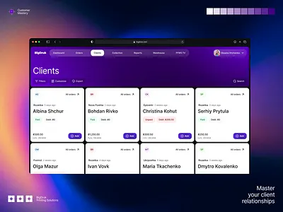 BigDruk CRM adobe illustration branding crm dashboard design ecommerce figma graphic design prototyping responsive design ui uiux design ux web app website website design wireframing
