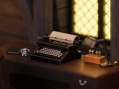 Wednesday's desk 3d 3d art addams family b3d blender 3d digital art digital illustration fanart illustration lowpoly lowpoly 3d lowpoly art netflix wednesday wednesday addams