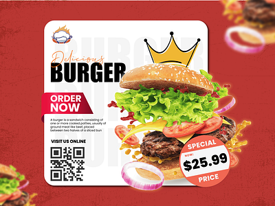 Delicious Burger Ad Design — Bold Design for Bold Appetites! ad advertising brand brand ad branding creative creative design design dribbble graphic design popular popular shot poster design social social media tranding ui