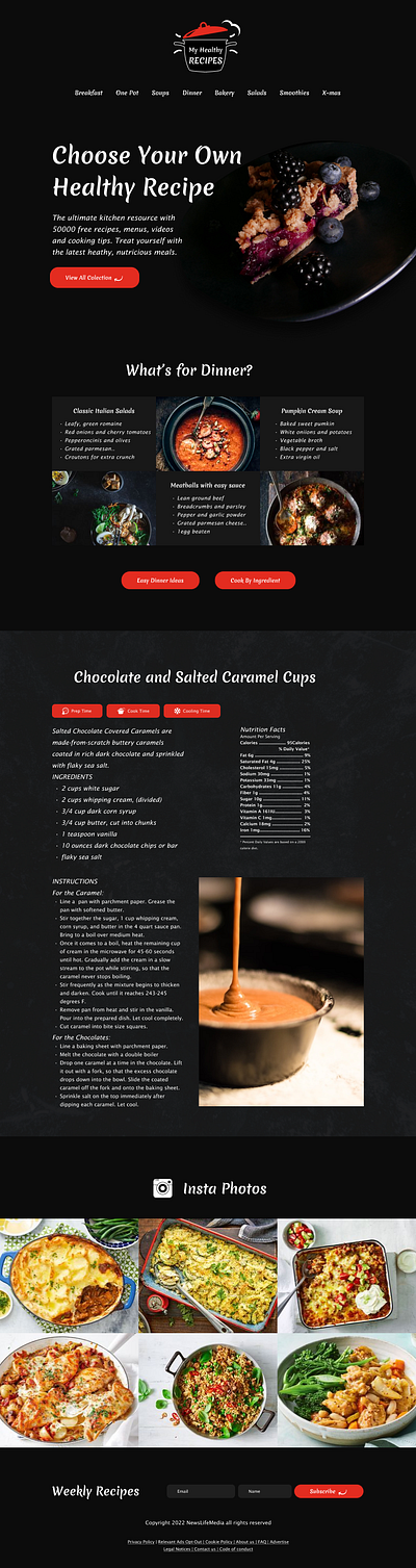 Healthy Recipe Website webdesign of a healthy recipe
